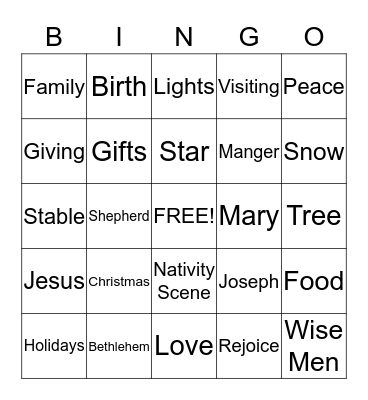 Christmas Bingo Card