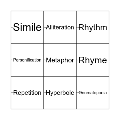 poetic devices Bingo Card