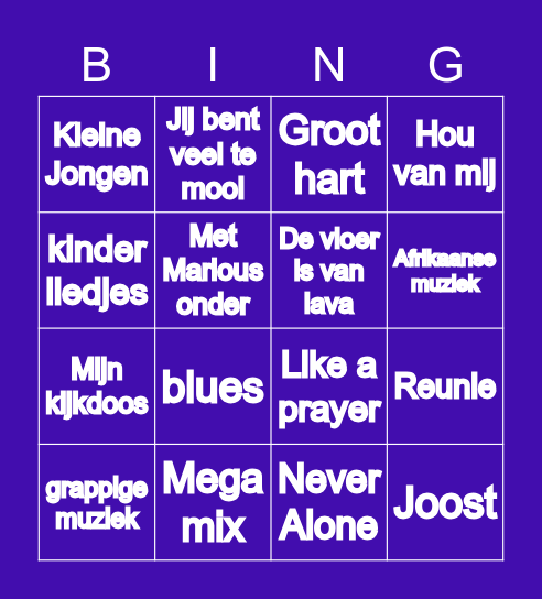 IVS-muziekbingo Card