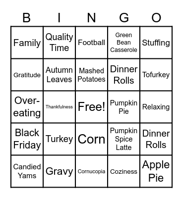 eCivis Thanksgiving Bingo! Bingo Card