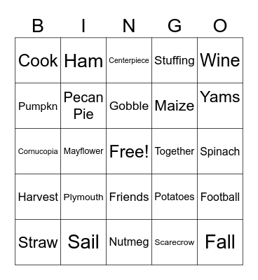 Thanksgiving Bingo Card
