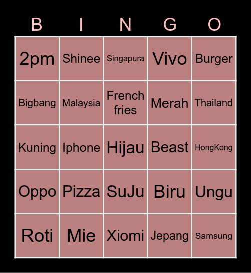 Skuukhzky 🐰 Bingo Card