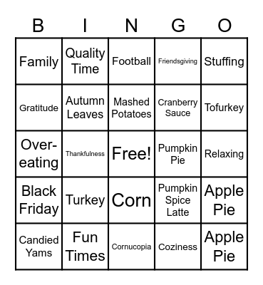 eCivis Thanksgiving Bingo! Bingo Card