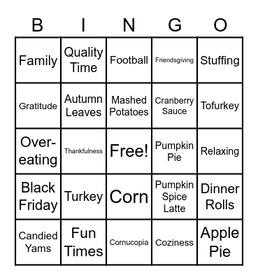 eCivis Thanksgiving Bingo! Bingo Card