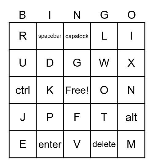 Keyboard Bingo Card