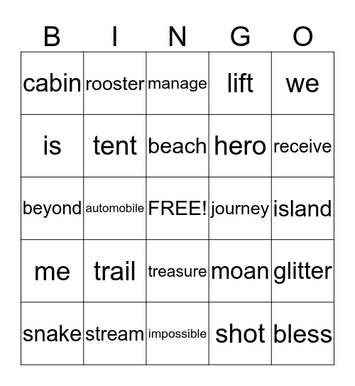 3rd Grade Words Bingo Card