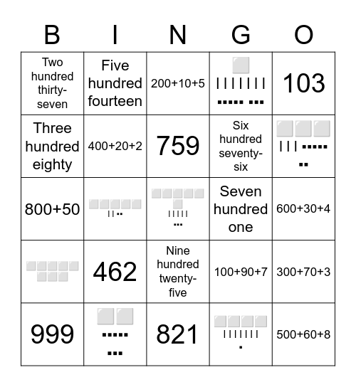 Number Forms BINGO Card