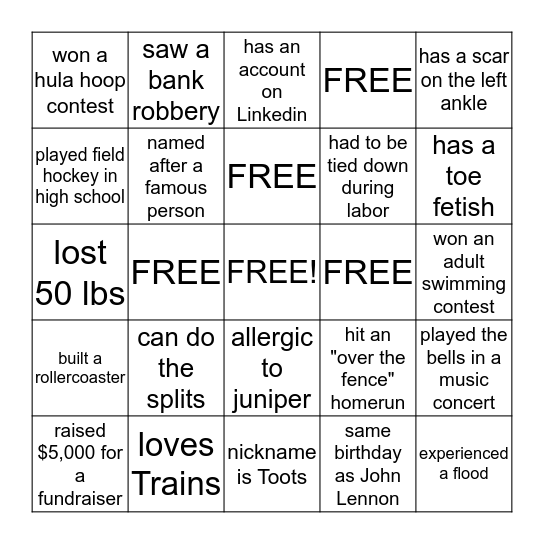 Who's Who Bingo Card