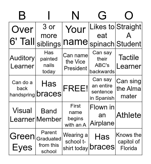 Career Bingo Card