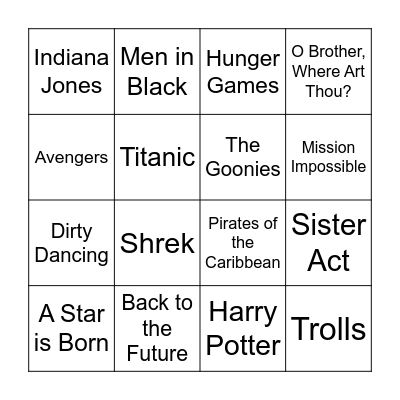 Movie Theme Bingo! Bingo Card