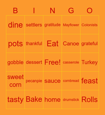 Thanksgiving Bingo Card