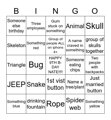 Eye spy (Indiana Jones) Bingo Card