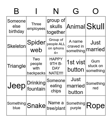 Eye spy (Indiana Jones) Bingo Card