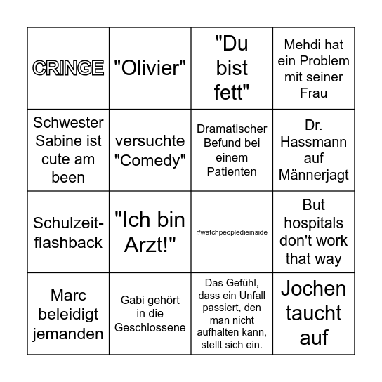 MemeWG: Doctor's Diary Bingo Card