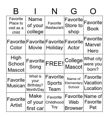 DID YOU KNOW Bingo Card