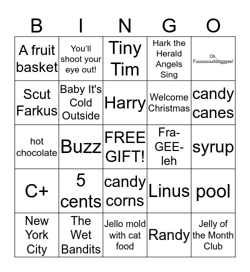 Christmas Trivia Bingo Card