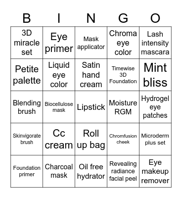 MARY KAY Bingo Card