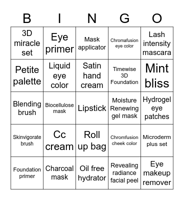 MARY KAY Bingo Card