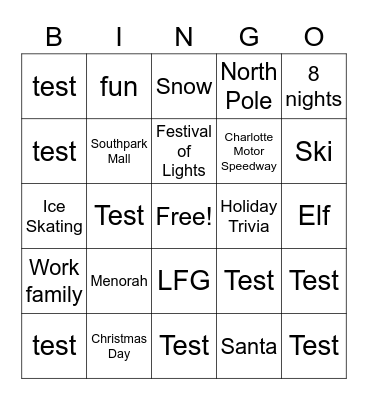 Holiday Trivia Bingo Card