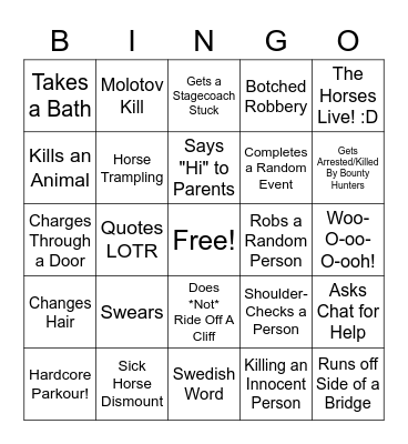 Ellinor DiLorenzo RDR2 Bingo Card