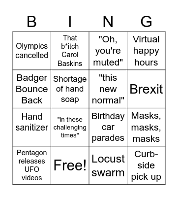 2020 Bingo Card