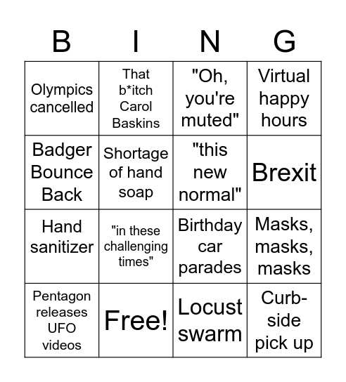 2020 Bingo Card