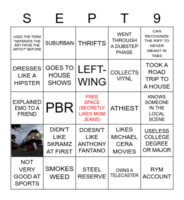 Emo Bingo Card