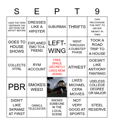 Emo Bingo Card