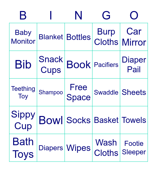Sam's Baby Shower BINGO! Bingo Card