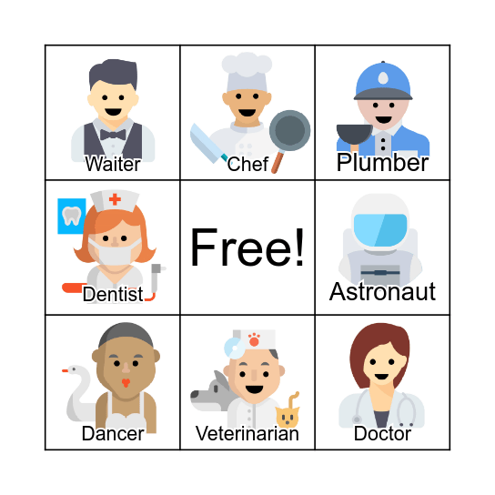 Community helpers Bingo Card