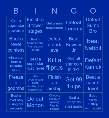 NSMBU Bingo Card