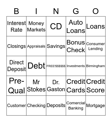 CTB BANKING BINGO  Bingo Card