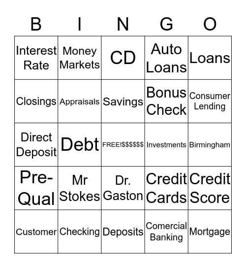 CTB BANKING BINGO  Bingo Card