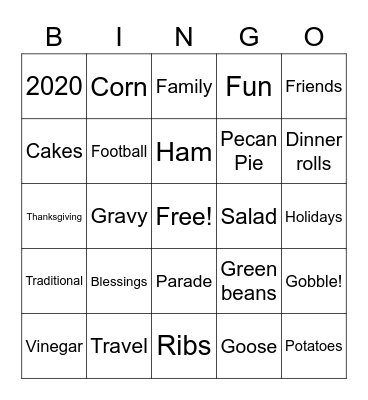 Thanksgiving Bingo Card