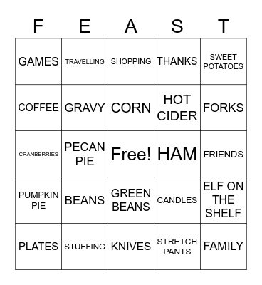 THANKSGIVING BINGO Card