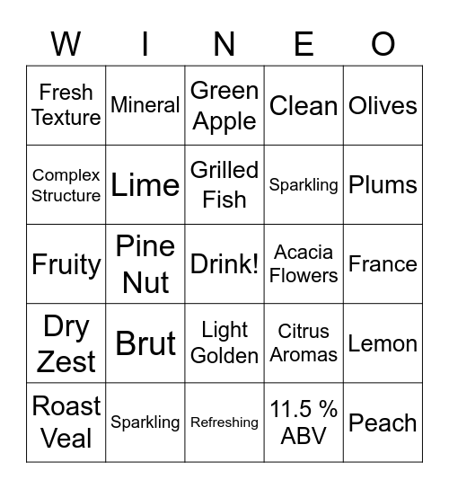 Veuve Ambal Blanc De Blancs Bingo Card
