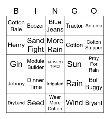 Reimer Farms BINGO 2020 Bingo Card