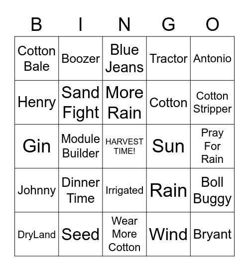 Reimer Farms BINGO 2020 Bingo Card