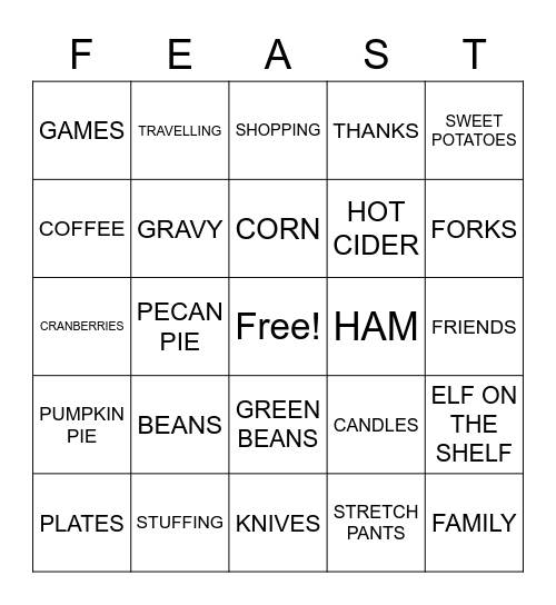 THANKSGIVING BINGO Card