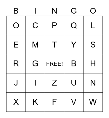 ALPHABET LETTER SOUNDS Bingo Card