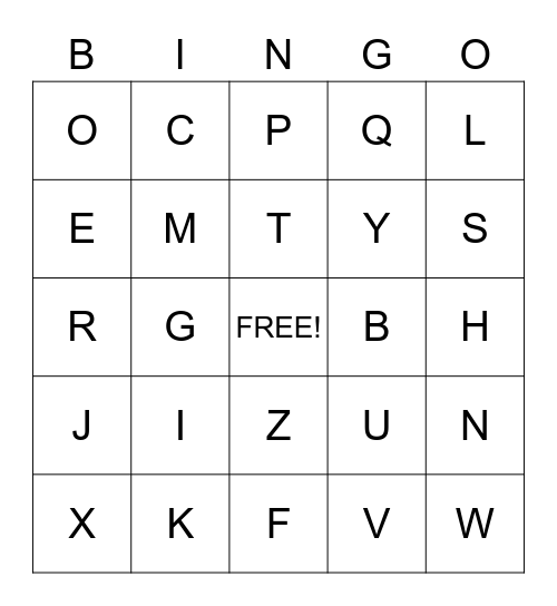 ALPHABET LETTER SOUNDS Bingo Card