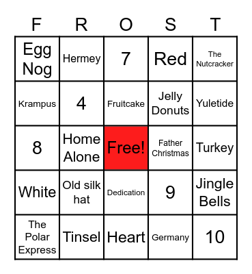 Jack Frost - Holiday Trivia Bingo Card