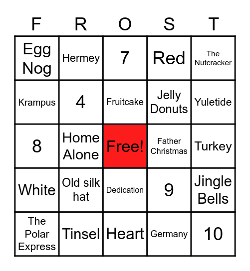 Jack Frost - Holiday Trivia Bingo Card