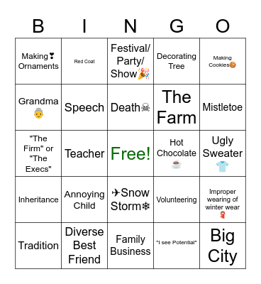 🎄Hallmark Movies🎄 Bingo Card