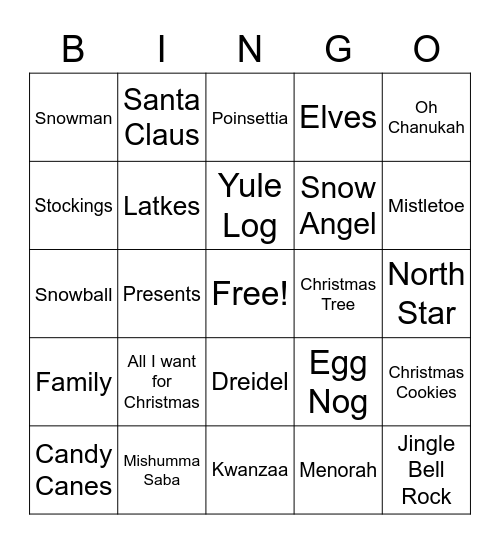 Online Holiday Bingo Card