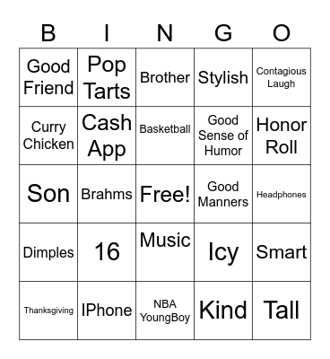 Happy Birthday Joel Bingo Card