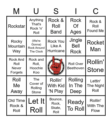 ROCK 'N ROLL Bingo Card