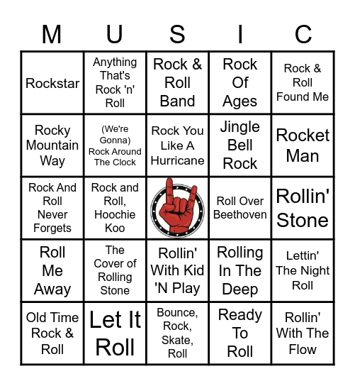 I LOVE ROCK 'N ROLL Bingo Card