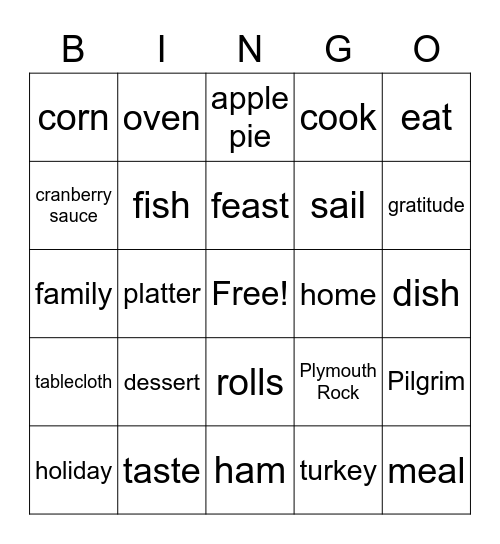 Thanksgiving Bingo Card