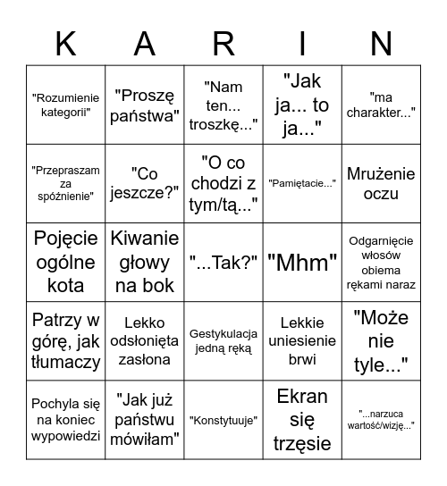 Karingo Bingo Card